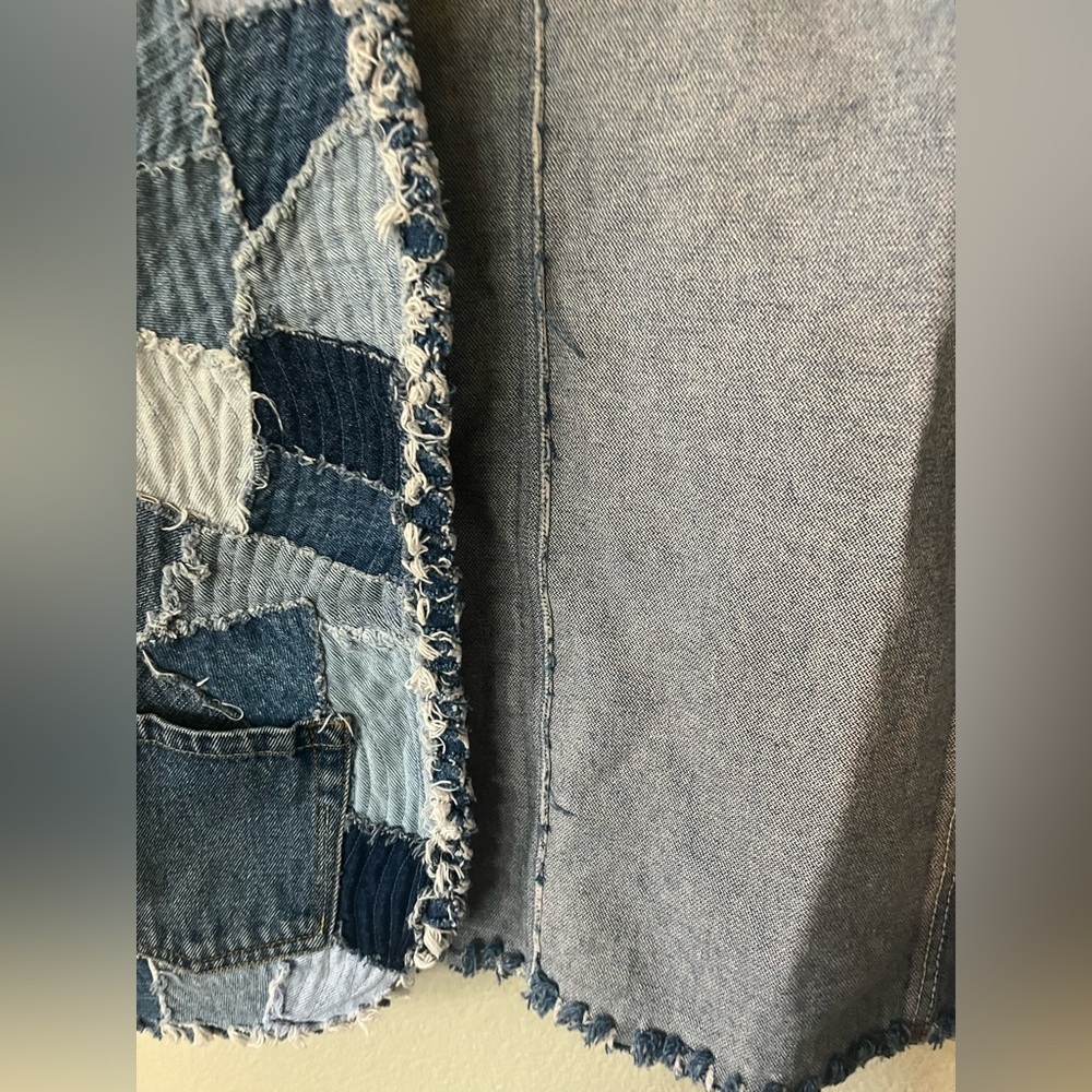 Handmade Denim Patchwork Frayed Vest Women's Size M - Picture 11 of 12